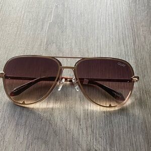 quay australia high key framed gold brown oversized aviator sunglasses eyewear